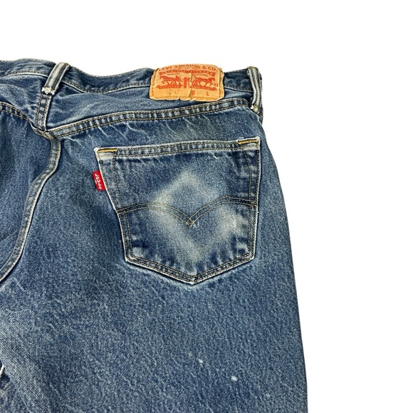 Y2K Levi’s 501 button fly medium wash straight leg faded jeans 34 x 32 - Picture 5 of 8